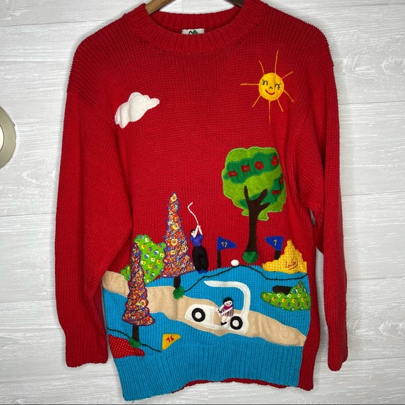 Andina hand made vintage 3D golf unique sweater - Picture 16 of 16